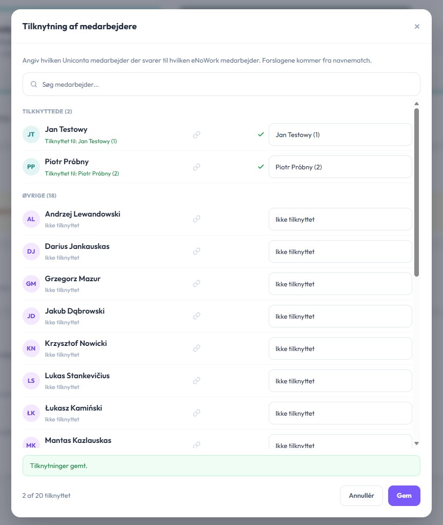eNoWork: Tilknytninger gemt