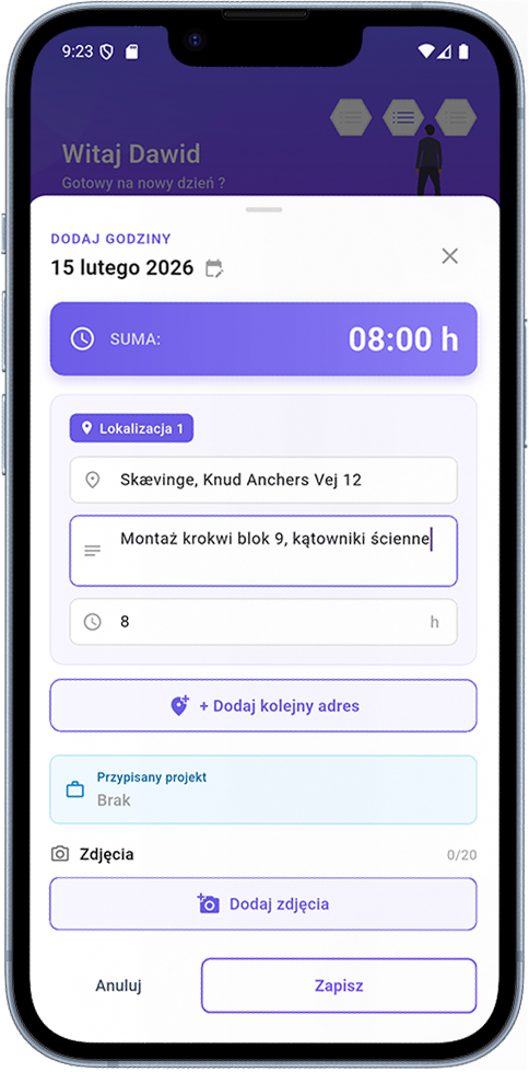 Rejestracja godzin pracy