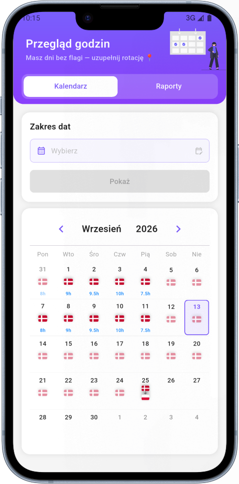 Kalendarz rotacji w aplikacji eNoWork